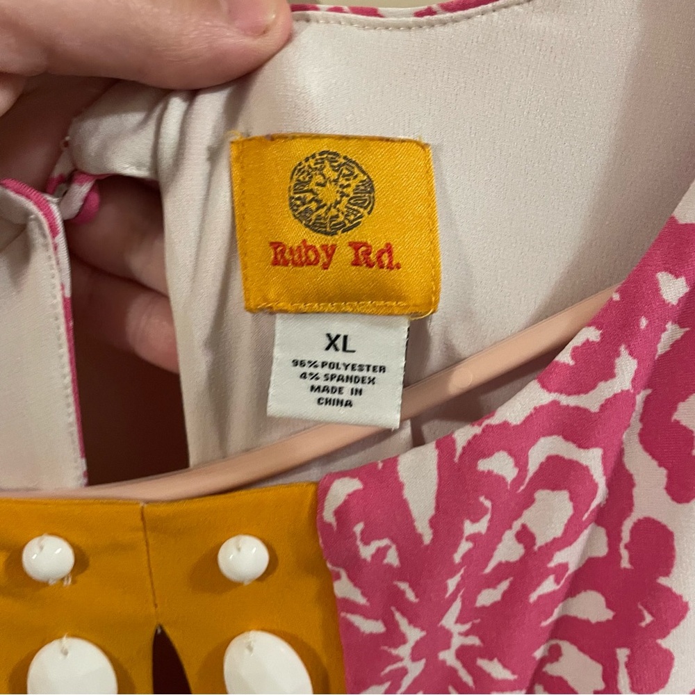Ruby Rd. Vibrant Pink and Cream Dress